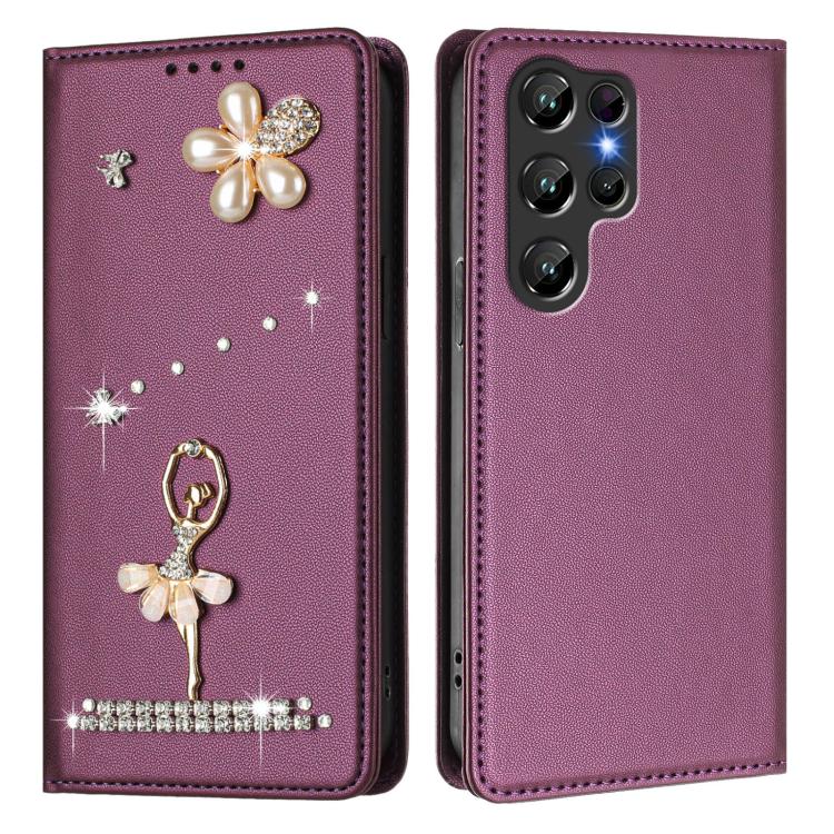 For Oukitel C61 / C61 Pro Ballet Girl Diamond Studded RFID Vegan Leather Phone Case