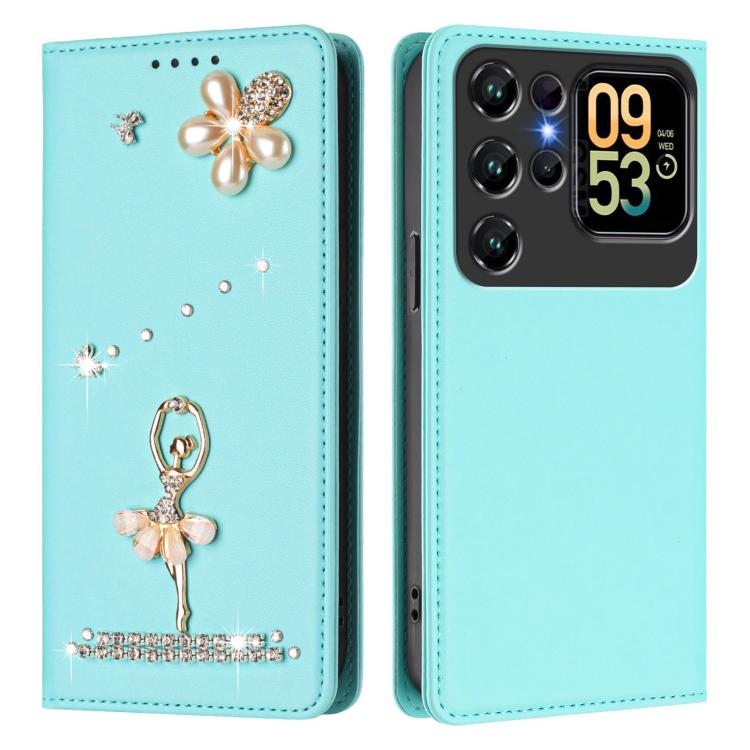 For Oukitel C62 / C62 Pro Ballet Girl Diamond Studded RFID Vegan Leather Phone Case