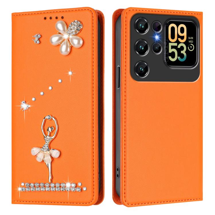 For Oukitel C62 / C62 Pro Ballet Girl Diamond Studded RFID Vegan Leather Phone Case