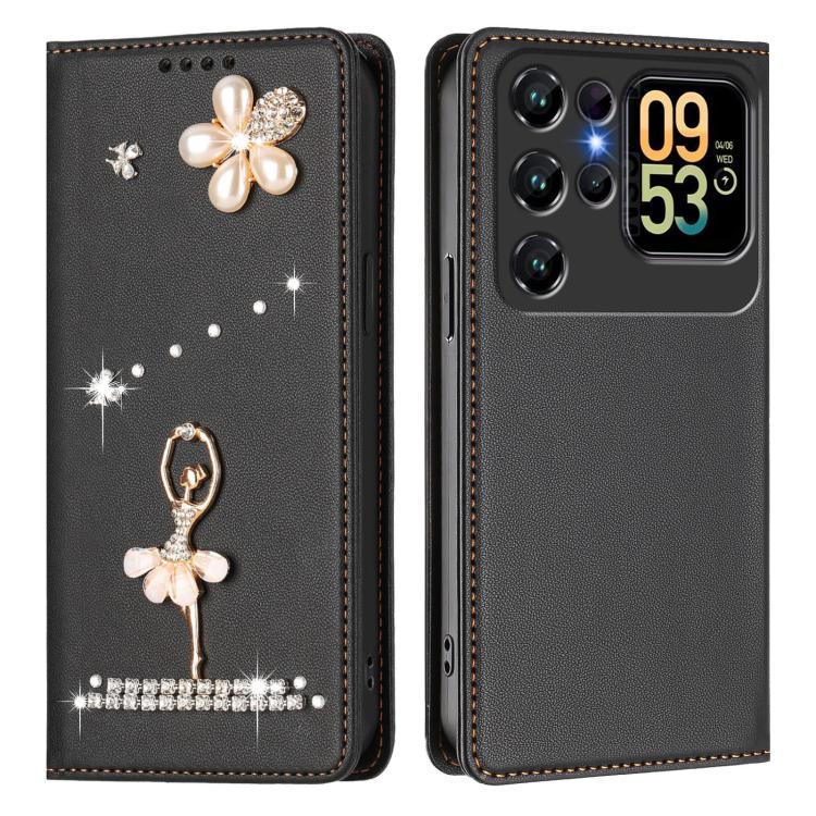 For Oukitel C62 / C62 Pro Ballet Girl Diamond Studded RFID Vegan Leather Phone Case