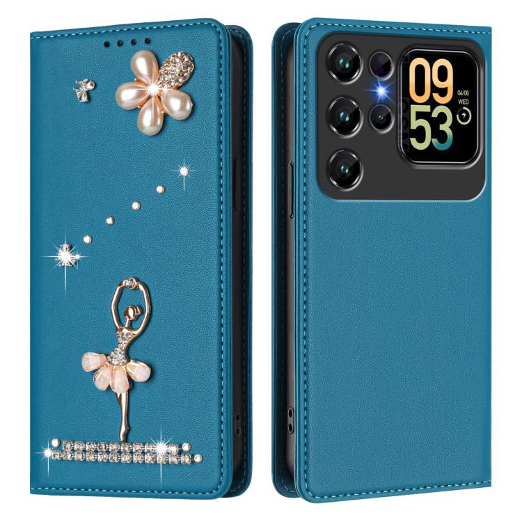For Oukitel C62 / C62 Pro Ballet Girl Diamond Studded RFID Vegan Leather Phone Case