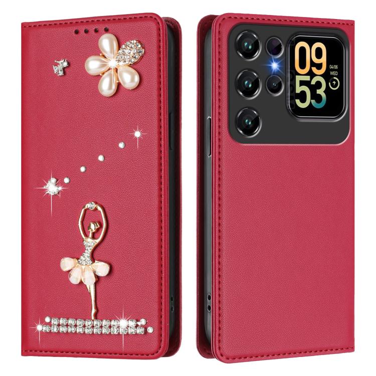 For Oukitel C62 / C62 Pro Ballet Girl Diamond Studded RFID Vegan Leather Phone Case