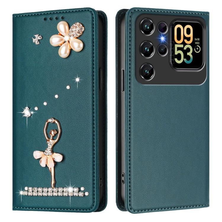 For Oukitel C62 / C62 Pro Ballet Girl Diamond Studded RFID Vegan Leather Phone Case