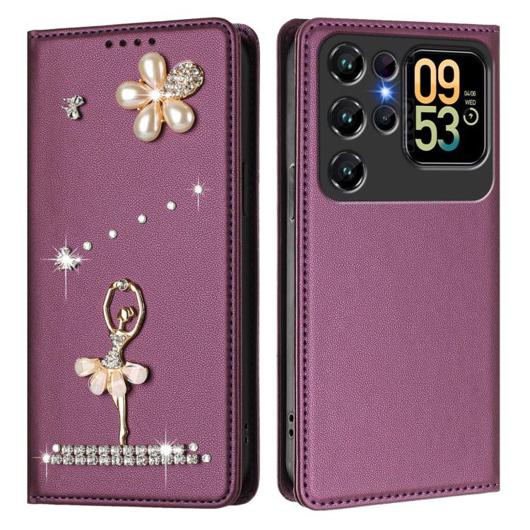 For Oukitel C62 / C62 Pro Ballet Girl Diamond Studded RFID Vegan Leather Phone Case