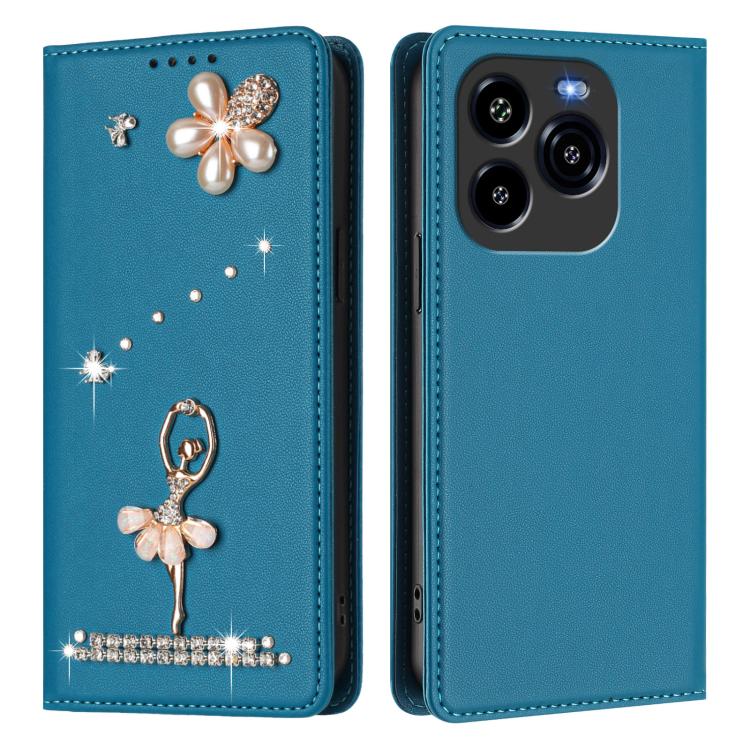 For Oukitel C65 / C65 Pro Ballet Girl Diamond Studded RFID Vegan Leather Phone Case