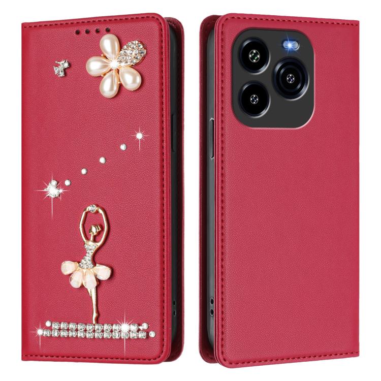 For Oukitel C65 / C65 Pro Ballet Girl Diamond Studded RFID Vegan Leather Phone Case