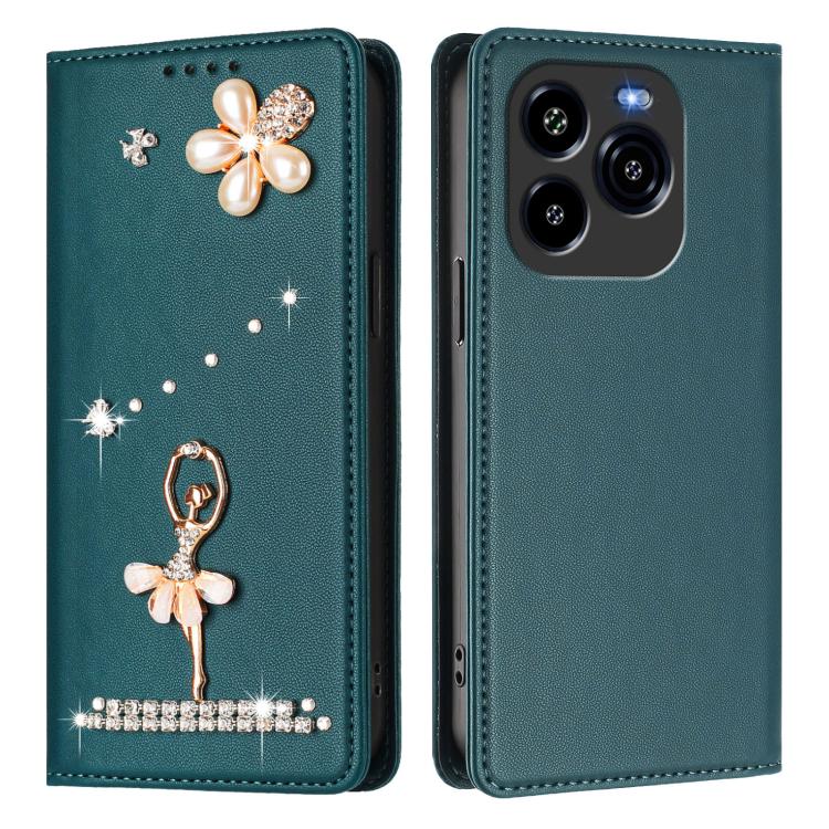 For Oukitel C65 / C65 Pro Ballet Girl Diamond Studded RFID Vegan Leather Phone Case