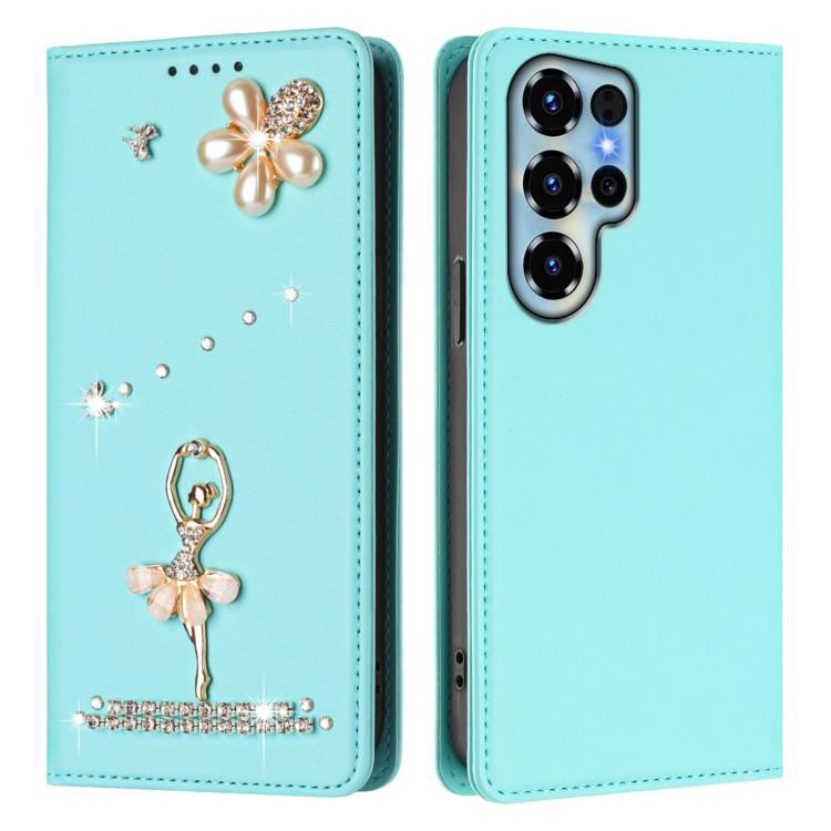 For Oukitel C68 Ballet Girl Diamond Studded RFID Vegan Leather Phone Case
