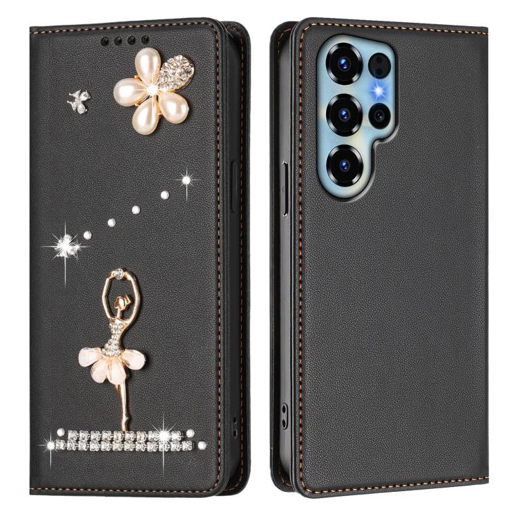 For Oukitel C68 Ballet Girl Diamond Studded RFID Vegan Leather Phone Case