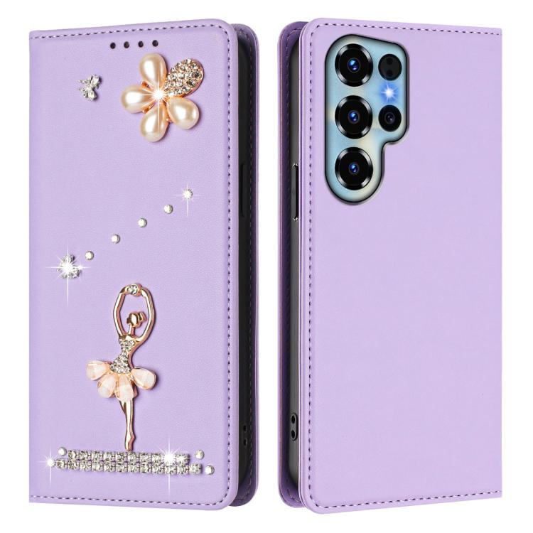 For Oukitel C68 Ballet Girl Diamond Studded RFID Vegan Leather Phone Case