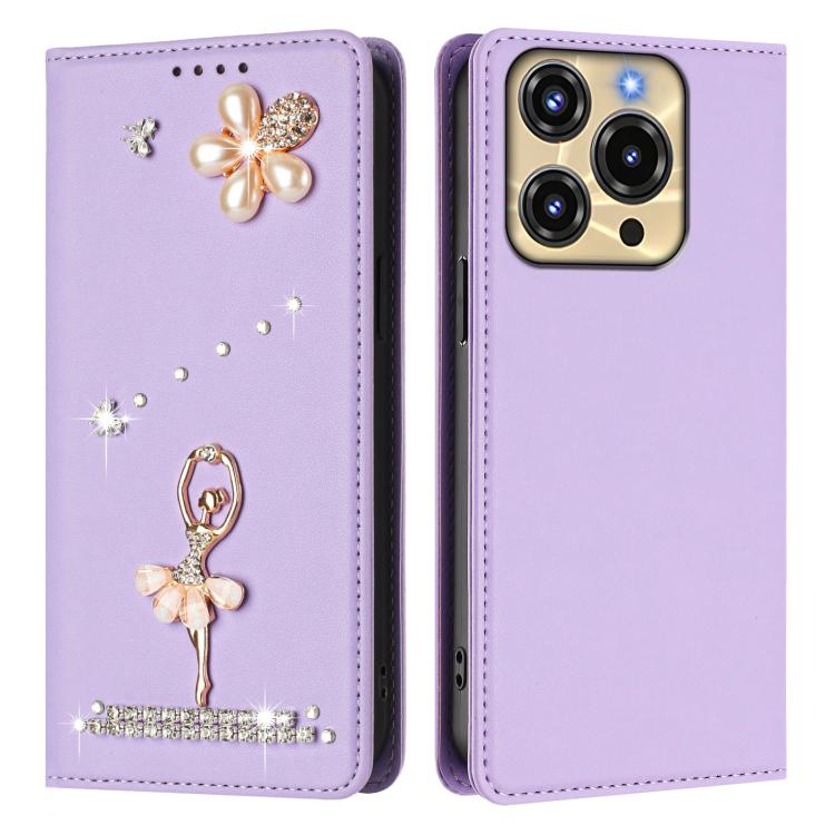 For Oukitel C69 Ballet Girl Diamond Studded RFID Vegan Leather Phone Case