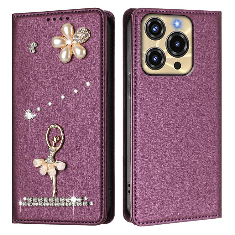 For Oukitel C69 Ballet Girl Diamond Studded RFID Vegan Leather Phone Case