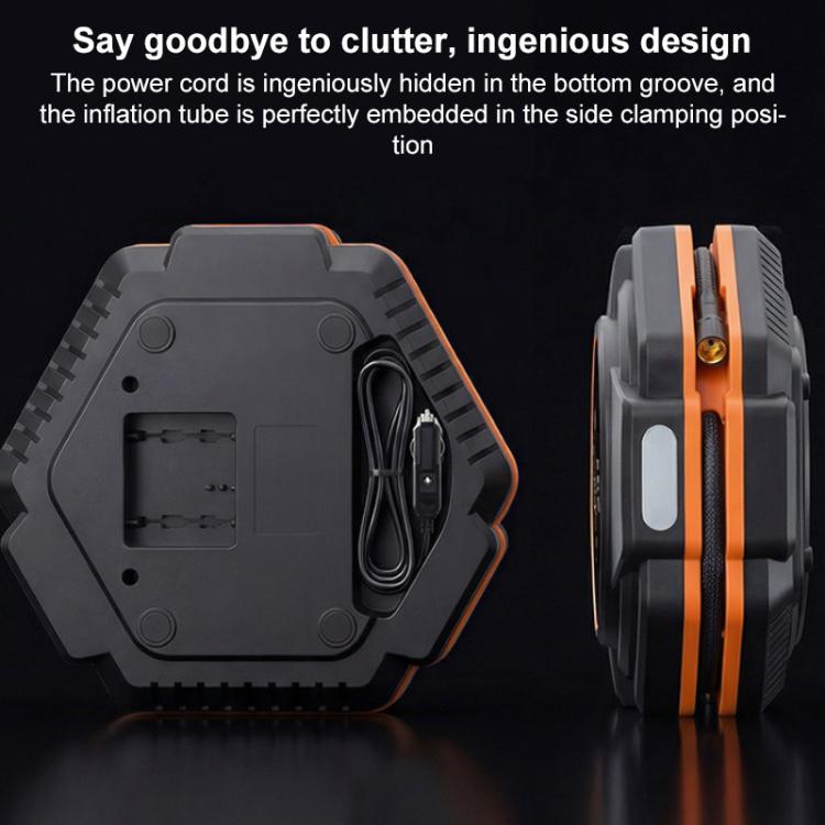 SUITU Car Triangular Air Pump Electric Air Tire Inflator, Touch Screen Version - Black Orange