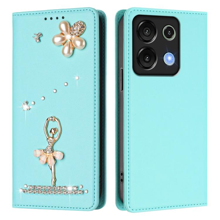 For Umidigi G9 5G / Note 9 5G Ballet Girl Diamond Studded RFID Vegan Leather Phone Case