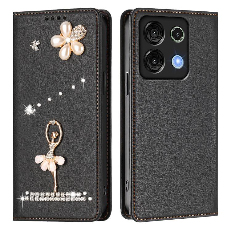 For Umidigi G9 5G / Note 9 5G Ballet Girl Diamond Studded RFID Vegan Leather Phone Case