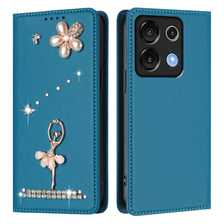 For Umidigi G9 5G / Note 9 5G Ballet Girl Diamond Studded RFID Vegan Leather Phone Case