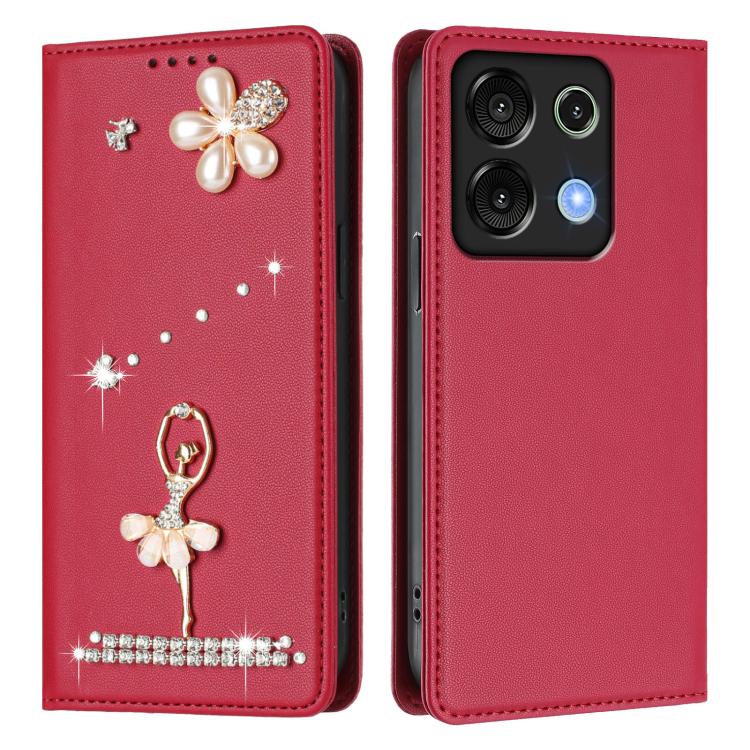 For Umidigi G9 5G / Note 9 5G Ballet Girl Diamond Studded RFID Vegan Leather Phone Case