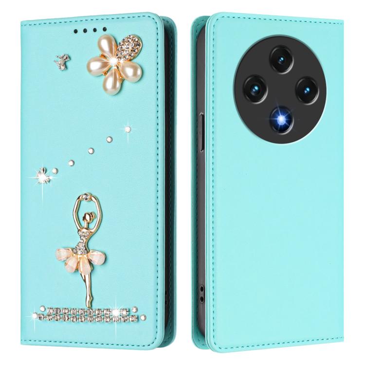 For Umidigi G100 Ballet Girl Diamond Studded RFID Vegan Leather Phone Case