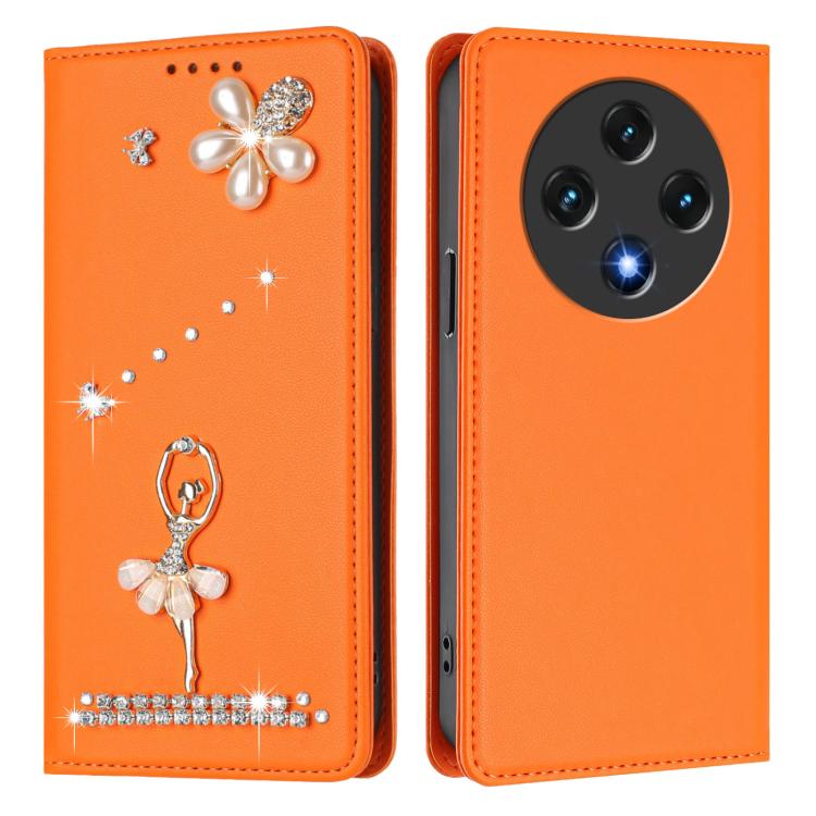 For Umidigi G100 Ballet Girl Diamond Studded RFID Vegan Leather Phone Case