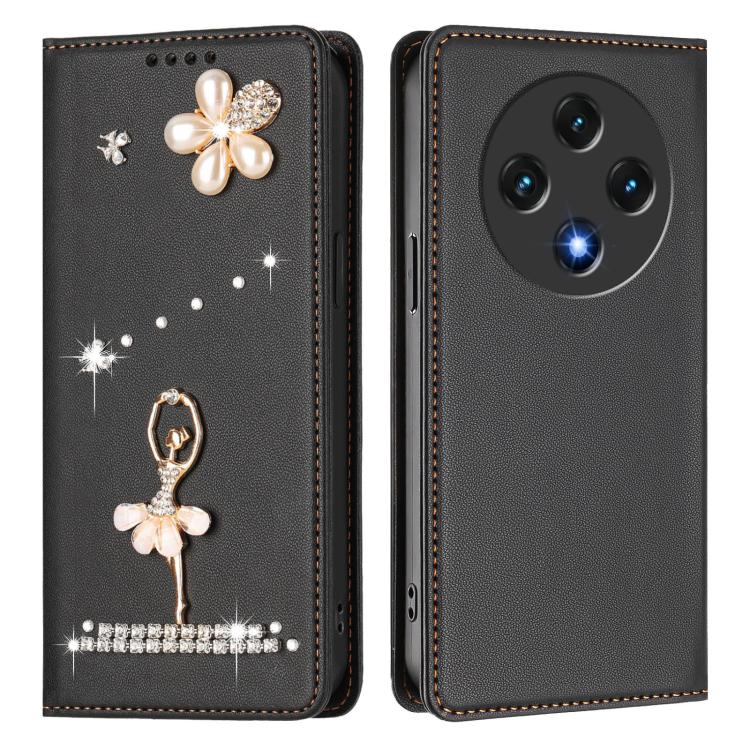 For Umidigi G100 Ballet Girl Diamond Studded RFID Vegan Leather Phone Case