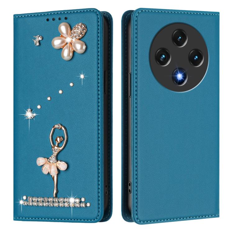 For Umidigi G100 Ballet Girl Diamond Studded RFID Vegan Leather Phone Case