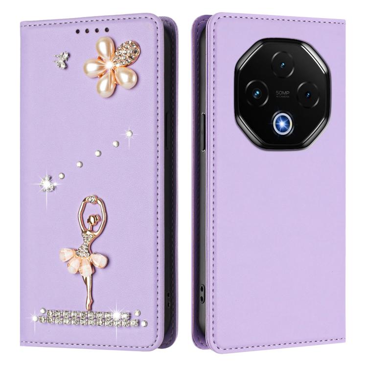 For Umidigi G100 Pro Ballet Girl Diamond Studded RFID Vegan Leather Phone Case