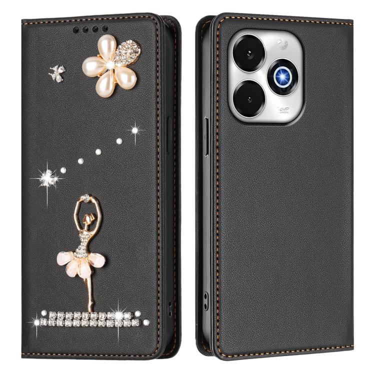 For Umidigi G100X 5G / G9X Ballet Girl Diamond Studded RFID Vegan Leather Phone Case