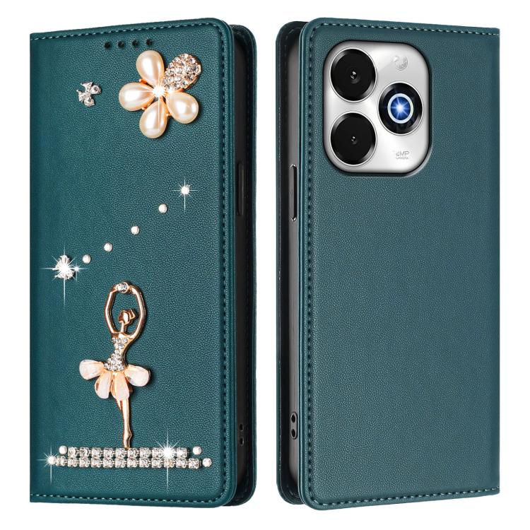For Umidigi G100X 5G / G9X Ballet Girl Diamond Studded RFID Vegan Leather Phone Case