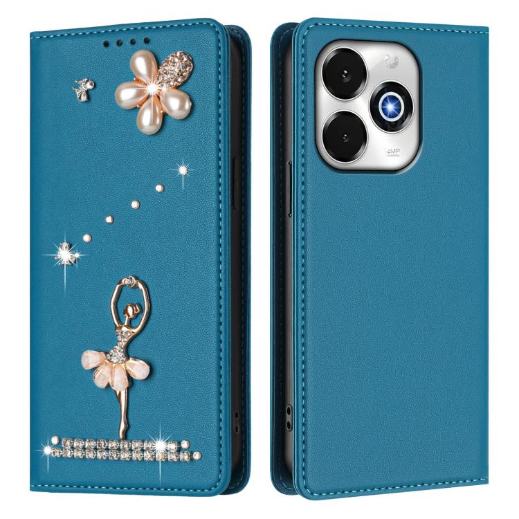 For Umidigi G100X 4G Ballet Girl Diamond Studded RFID Vegan Leather Phone Case