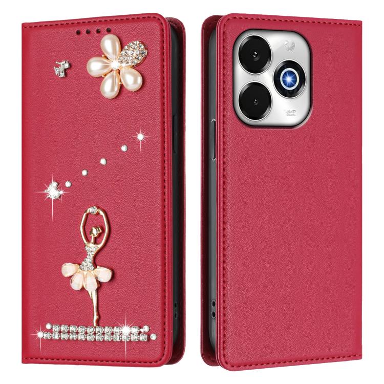 For Umidigi G100X 4G Ballet Girl Diamond Studded RFID Vegan Leather Phone Case