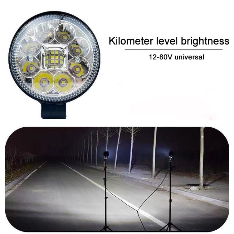 DC12-80V 3 inch Round Motorcycle High-intensity Ultra-bright LED Spotlight - Black