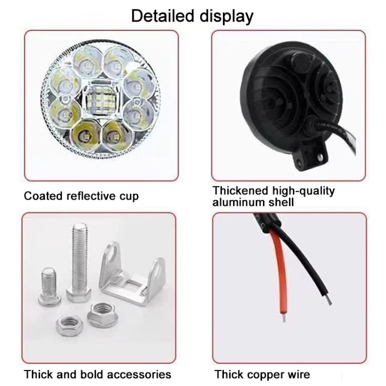 DC12-80V 3 inch Round Motorcycle High-intensity Ultra-bright LED Spotlight - Black