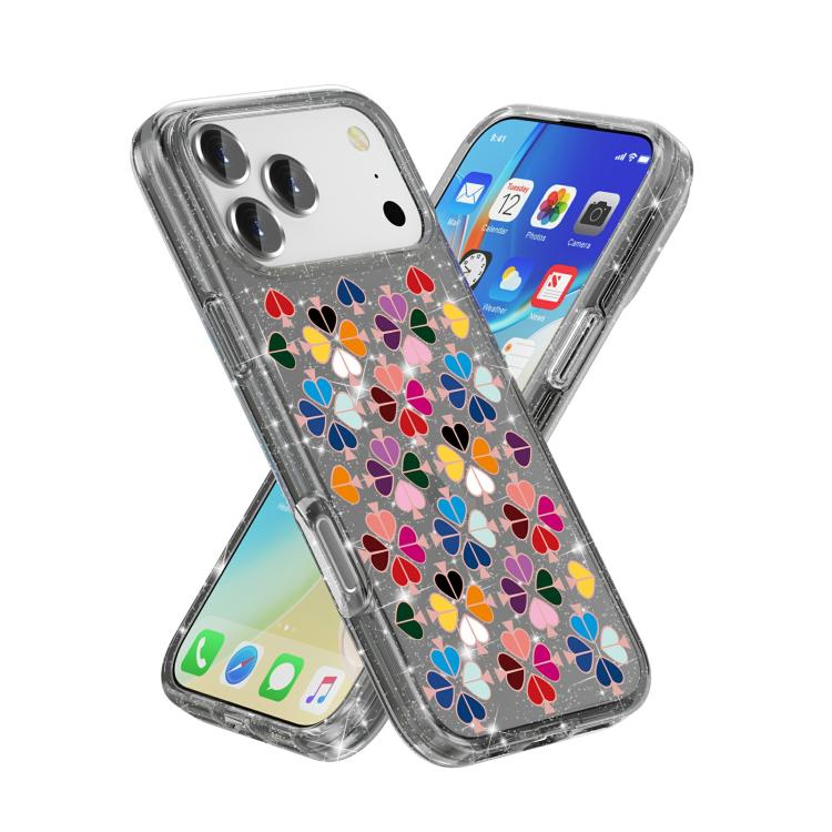 For iPhone 17 Pro Max Glittering Crystal Red Heart Pattern Phone Case