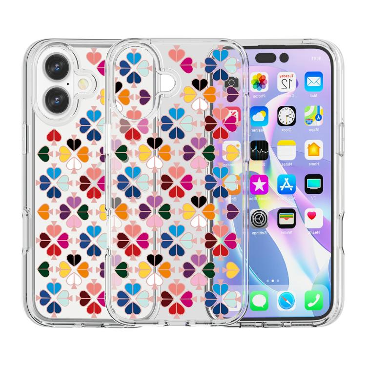 For iPhone 17 Transparent Crystal Red Heart Pattern Phone Case