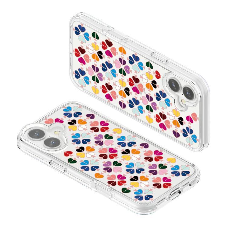 For iPhone 17 Transparent Crystal Red Heart Pattern Phone Case