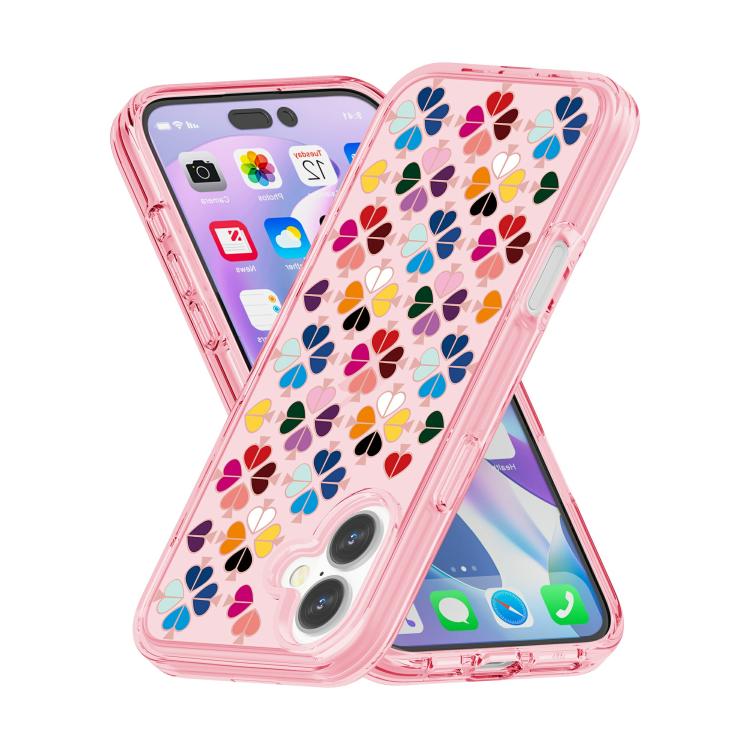 For iPhone 17 Transparent Crystal Red Heart Pattern Phone Case