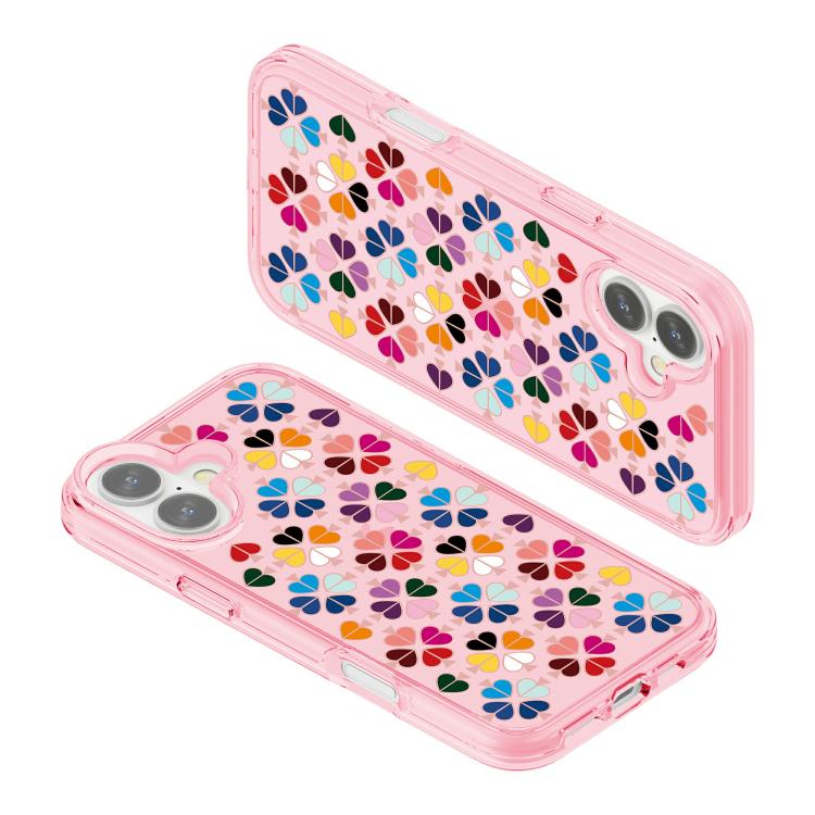 For iPhone 17 Transparent Crystal Red Heart Pattern Phone Case