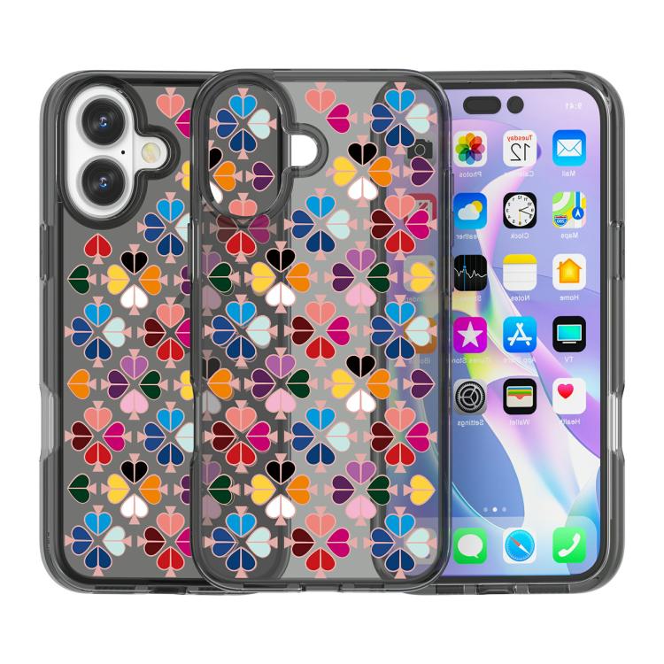 For iPhone 17 Transparent Crystal Red Heart Pattern Phone Case