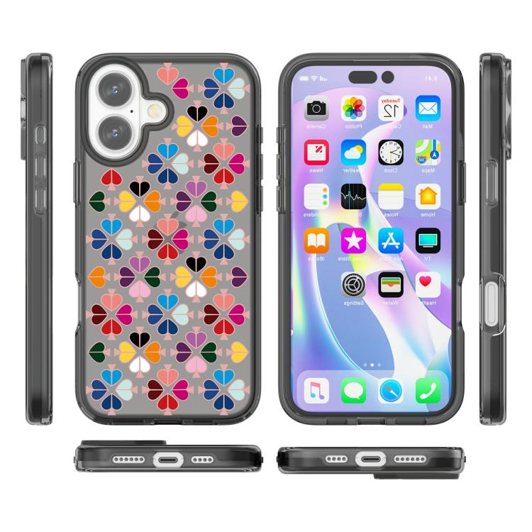 For iPhone 17 Transparent Crystal Red Heart Pattern Phone Case