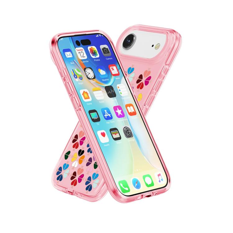 For iPhone Air Transparent Crystal Red Heart Pattern Phone Case