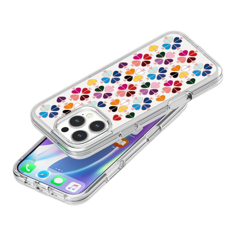 For iPhone 16 Pro Transparent Crystal Red Heart Pattern Phone Case