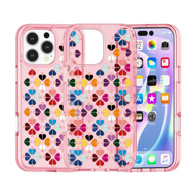 For iPhone 16 Pro Transparent Crystal Red Heart Pattern Phone Case