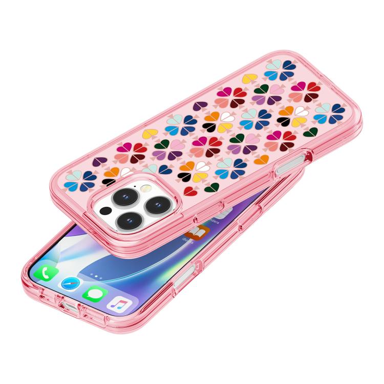 For iPhone 16 Pro Transparent Crystal Red Heart Pattern Phone Case