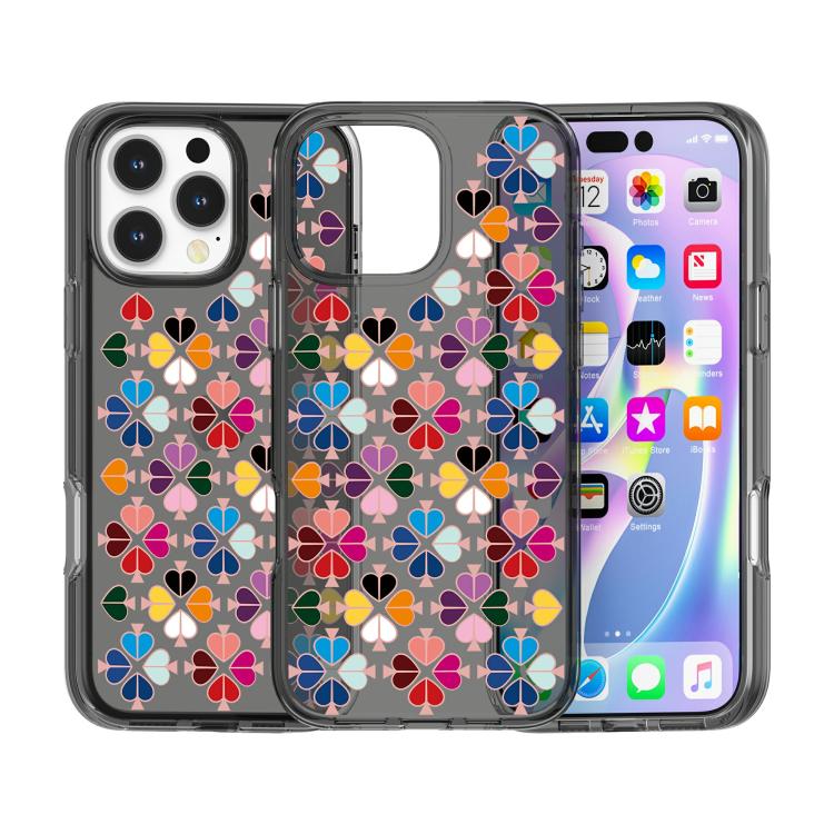 For iPhone 16 Pro Transparent Crystal Red Heart Pattern Phone Case