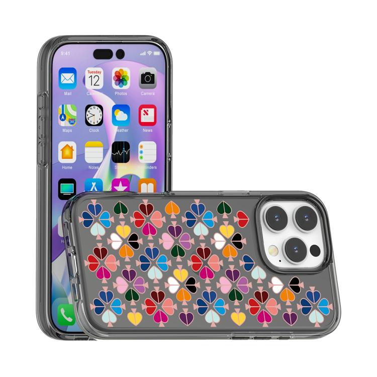 For iPhone 16 Pro Max Transparent Crystal Red Heart Pattern Phone Case