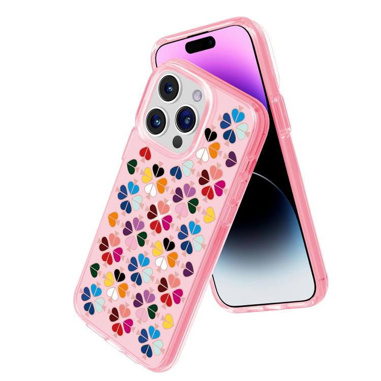 For iPhone 15 Pro Max Transparent Crystal Red Heart Pattern Phone Case