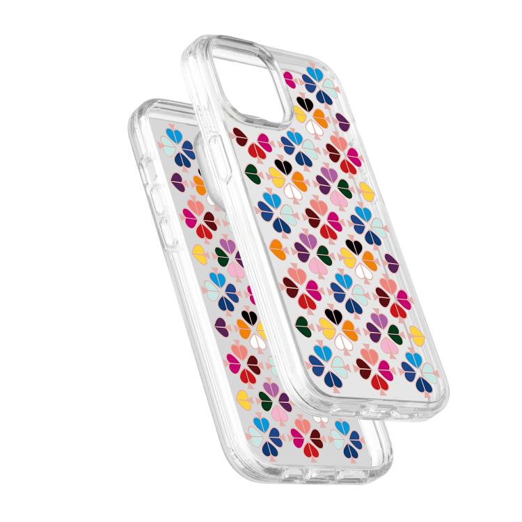 For iPhone 14 Transparent Crystal Red Heart Pattern Phone Case
