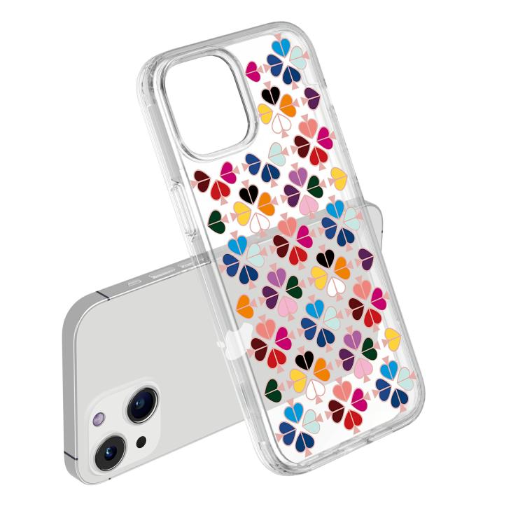 For iPhone 14 Transparent Crystal Red Heart Pattern Phone Case