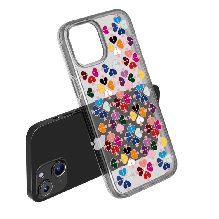 For iPhone 14 Transparent Crystal Red Heart Pattern Phone Case
