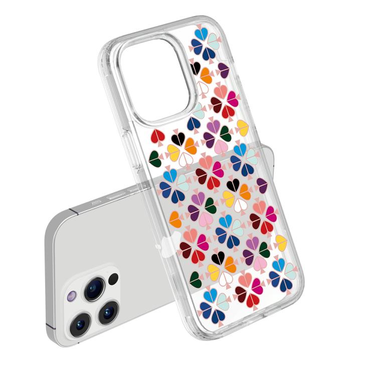 For iPhone 14 Pro Transparent Crystal Red Heart Pattern Phone Case